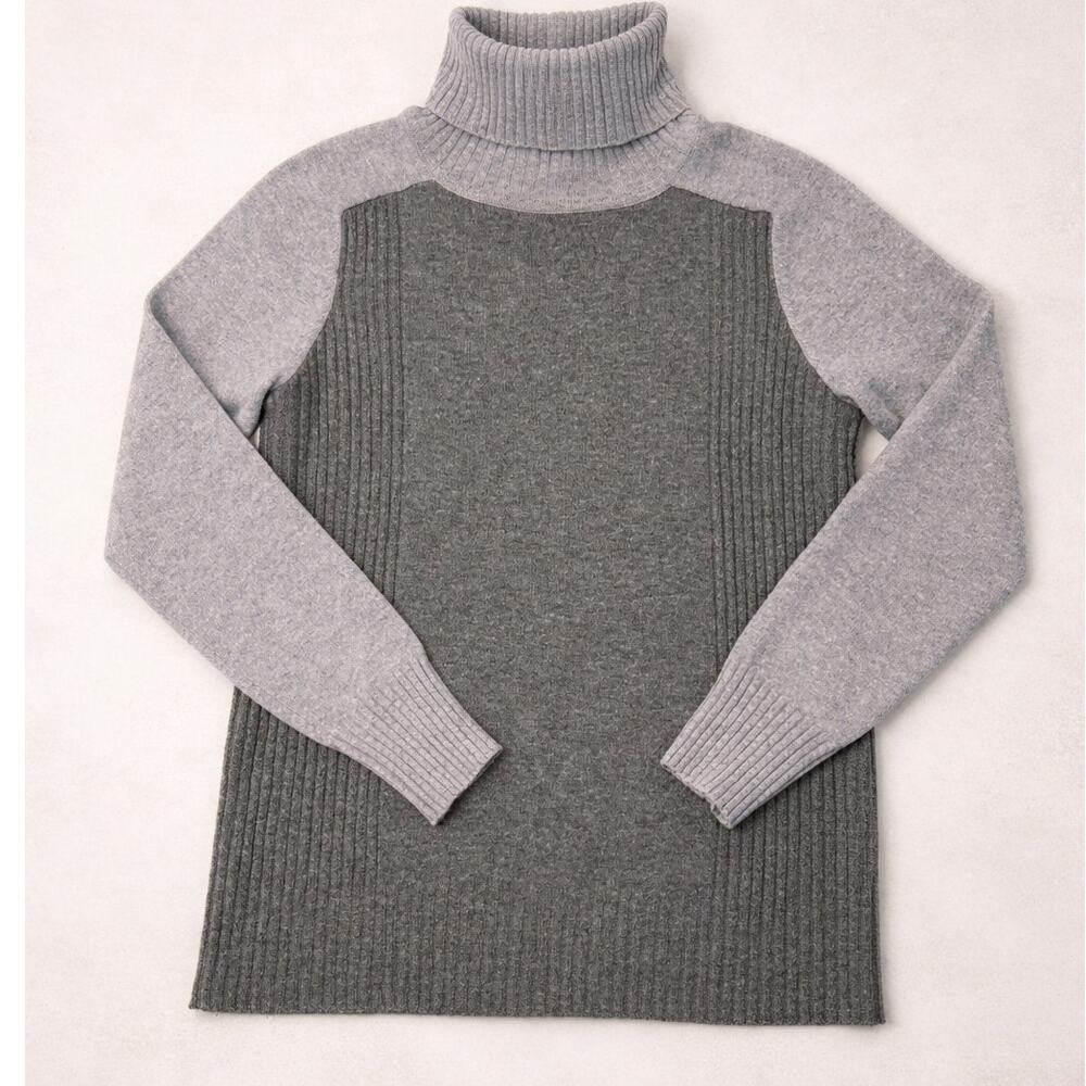 Musetti women's Cashmere two tone turtleneck sz 2 sweater ribbed knit L/S cozy
